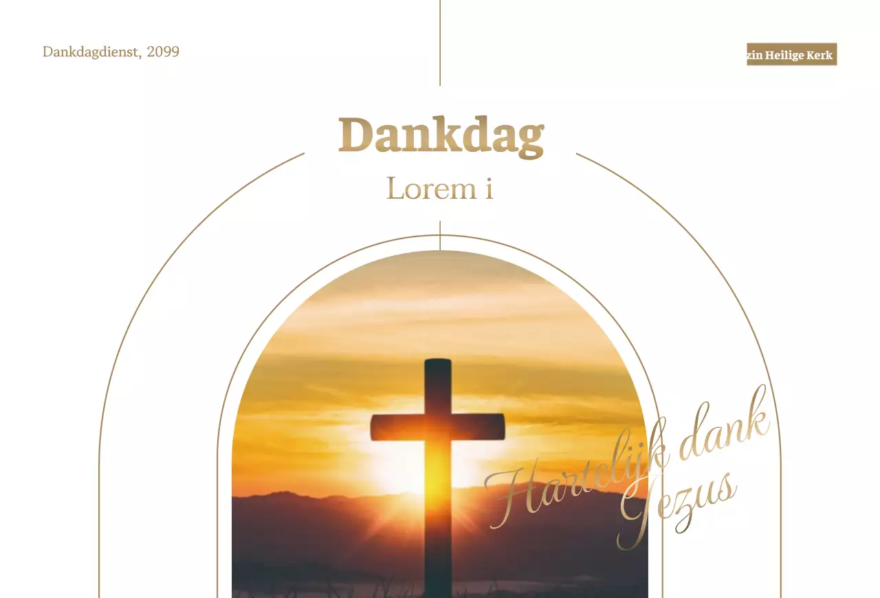 Stijlvolle uitnodiging voor Thanksgiving met bruine tekst en kruisafbeelding