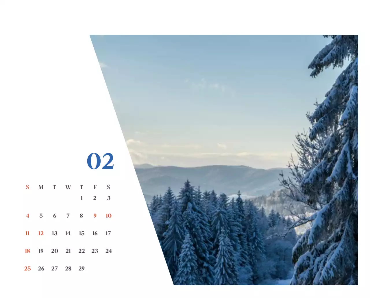 Calendrier hospitalier avec photos de paysages saisonniers