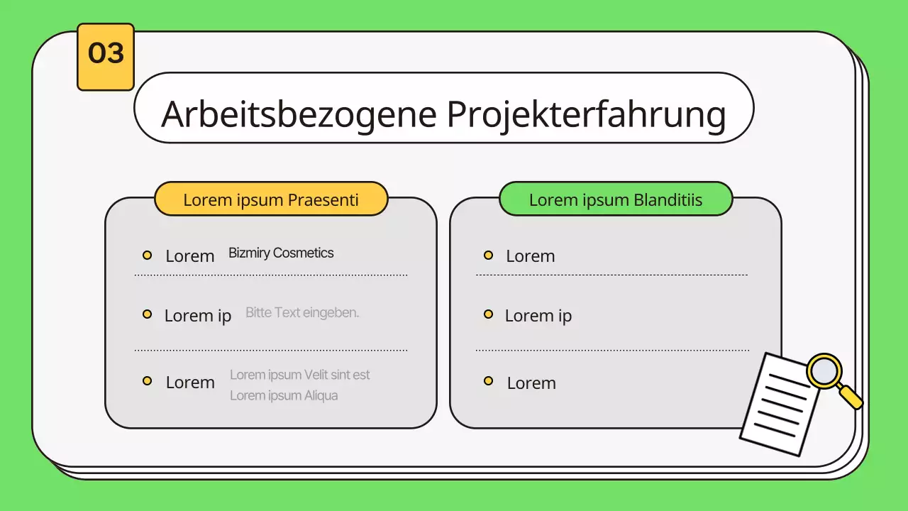 Ein kitschiges Anschreiben für neue Mitarbeiter in Chartreuse und Gelb
