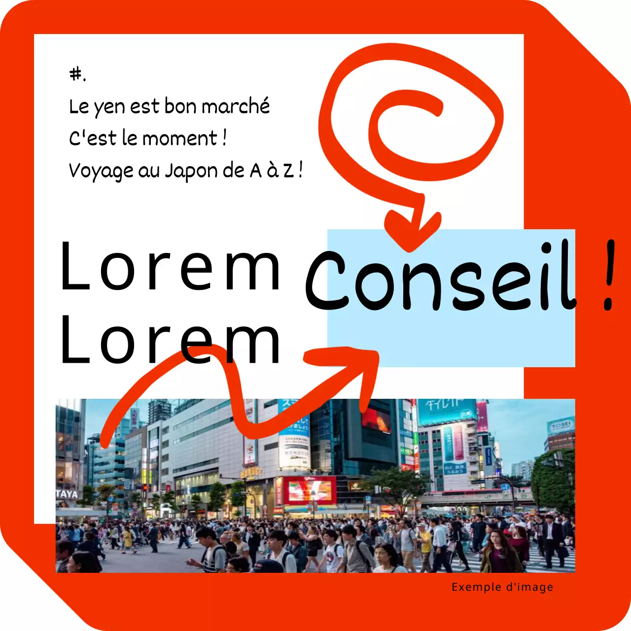 Promotion de voyage japonaise kitsch en rouge