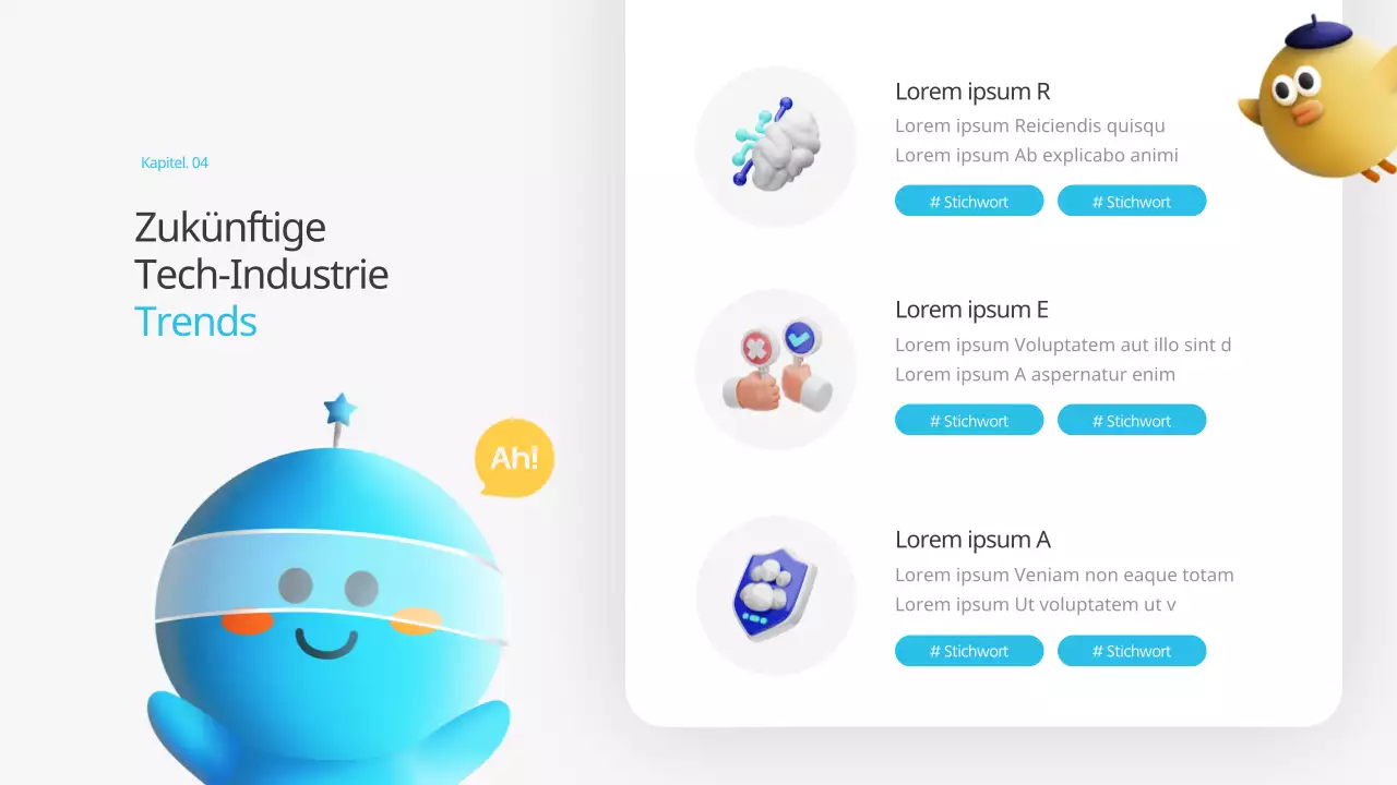 Ein kitschiges, blau-gelbes, futuristisches, technisches Vorausschau-Trainingsdeck