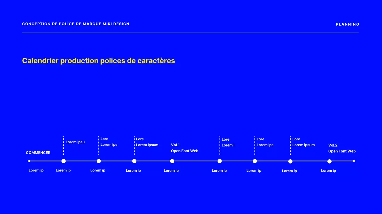 Une proposition de police de caractères simple en bleu.