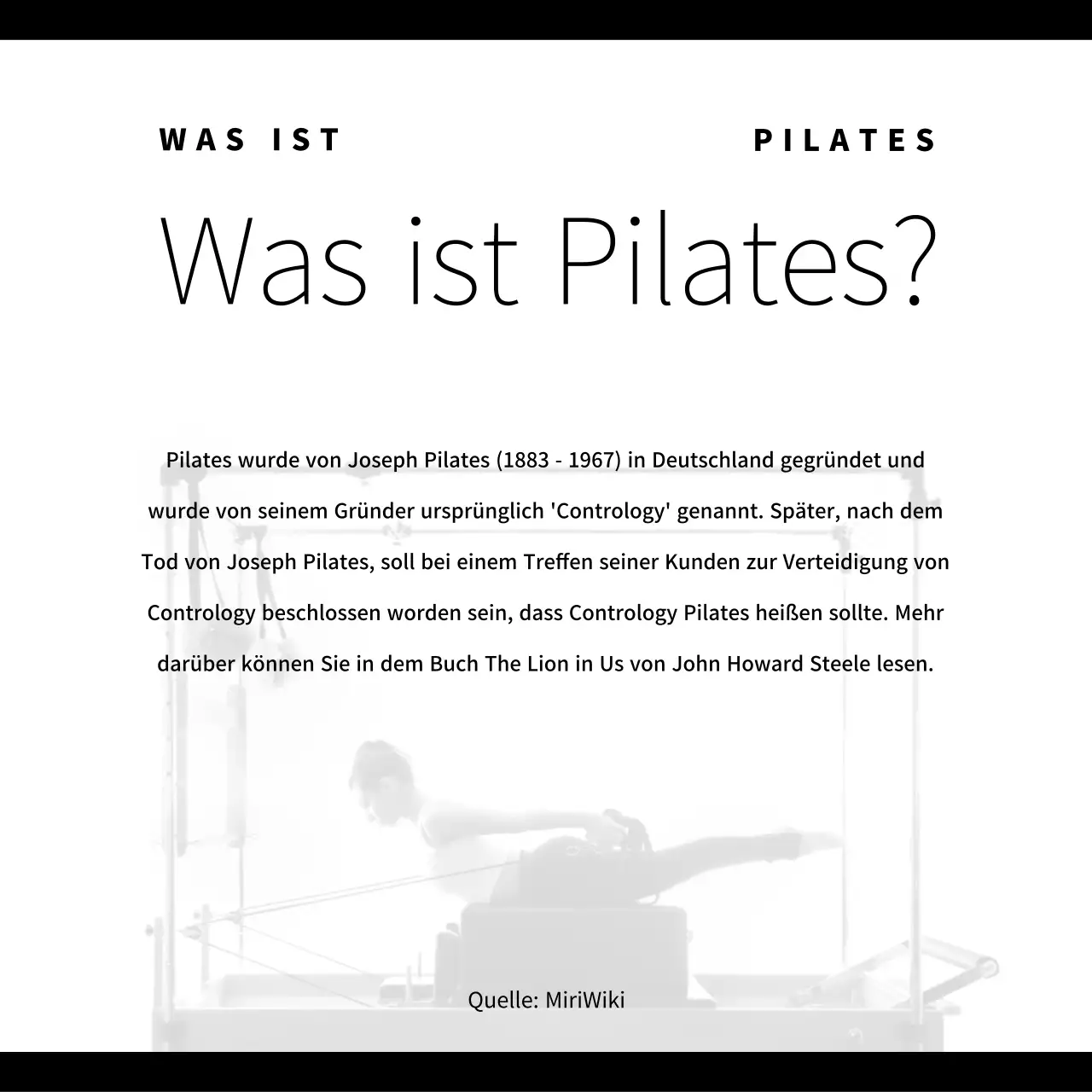 Förderung von modernem Pilates in Schwarz