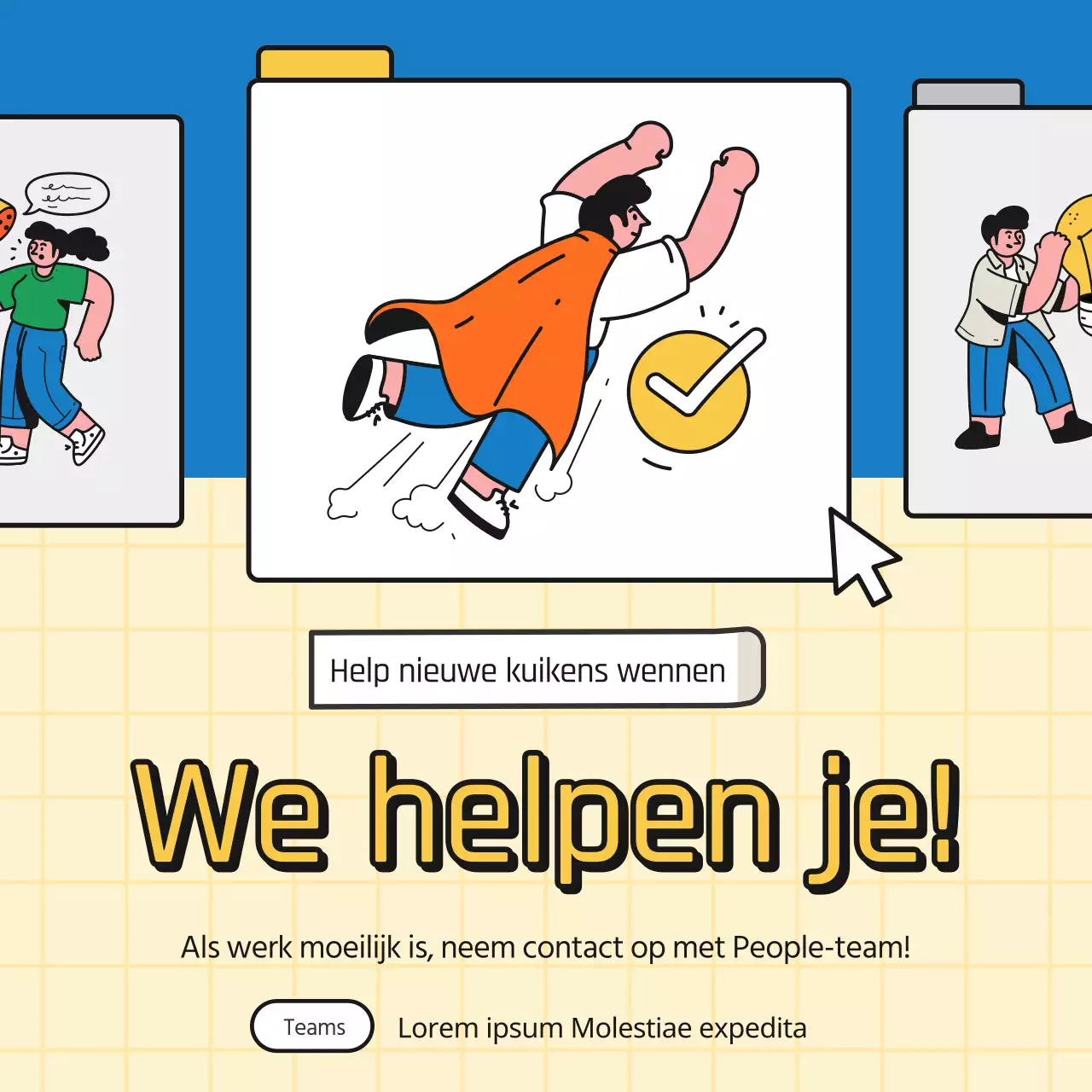 Promoot eenvoudige zakelijke tips in blauw en geel