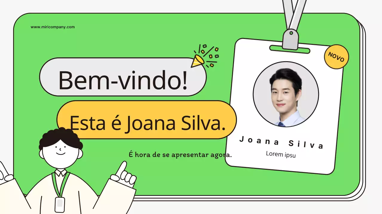 Uma carta de apresentação kitsch para novos contratados em amarelo e verde-amarelo
