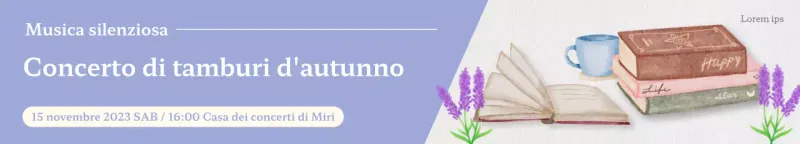 Promuovere un concerto di libri con un look acquerellato color malva