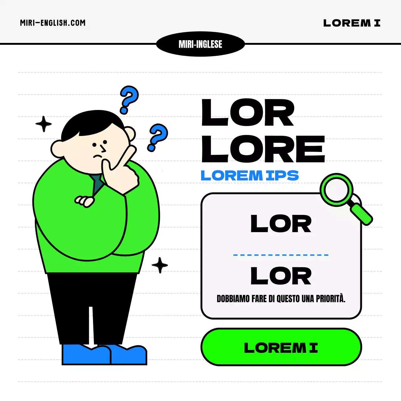 Promozione di un inglese commerciale kitsch blu e chartreuse