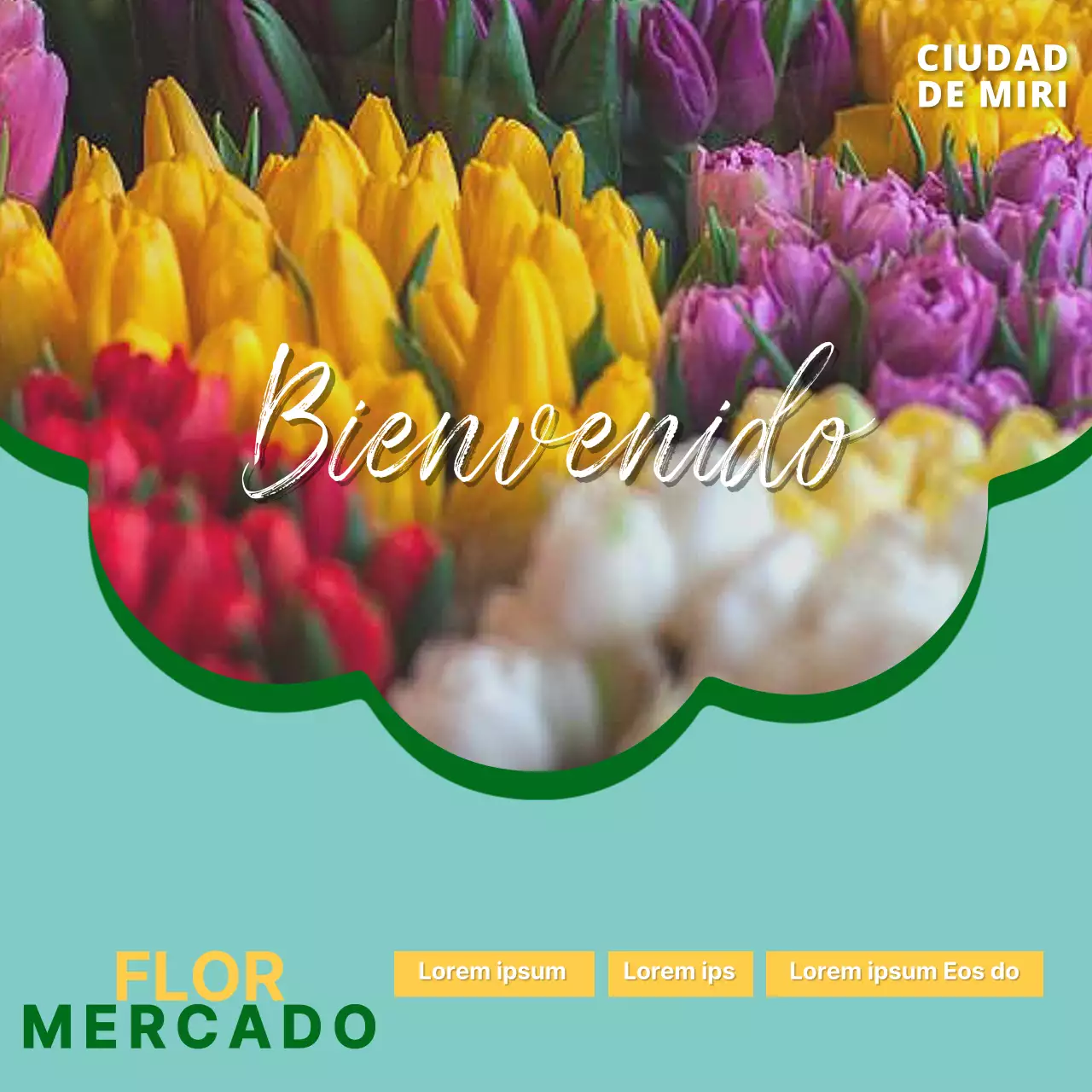 Promover un sencillo mercado local en menta y amarillo