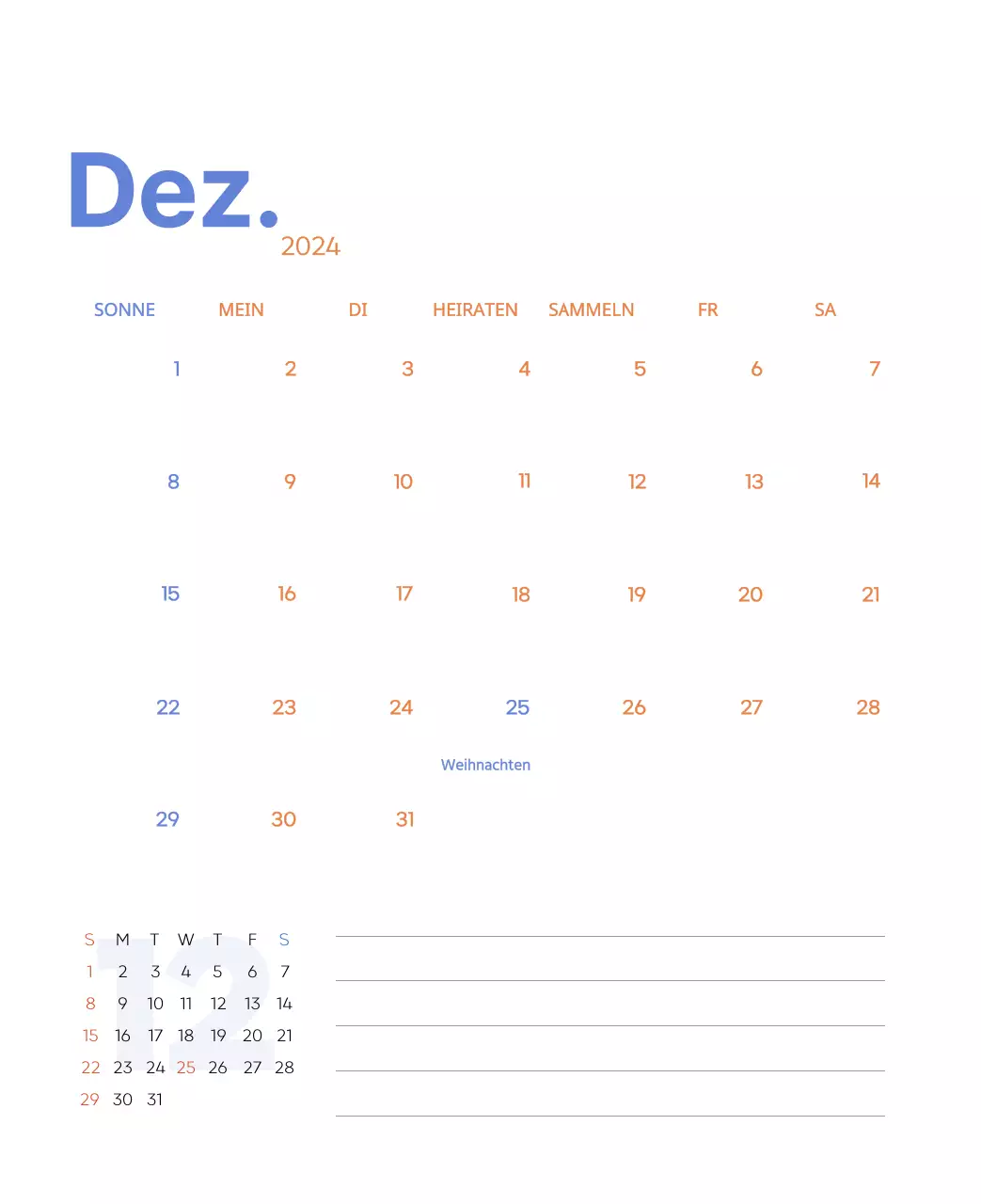 Arbeitskalender mit schönen Illustrationen