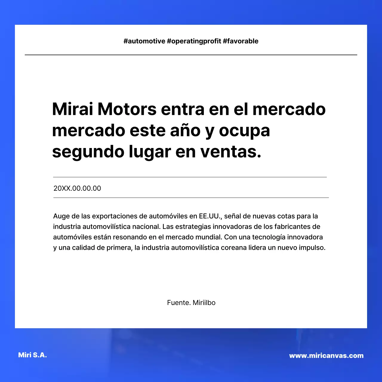 Un simple informe bursátil en azul