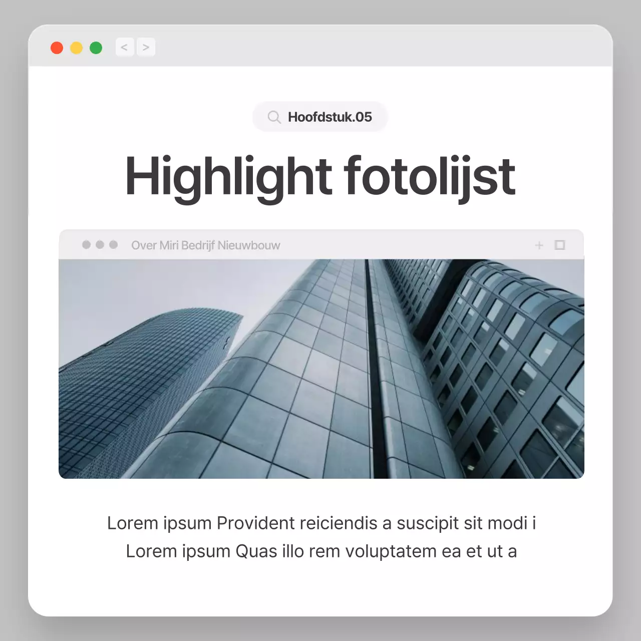 Bedrijfsprofiel met een eenvoudig grijs en wit browserconcept