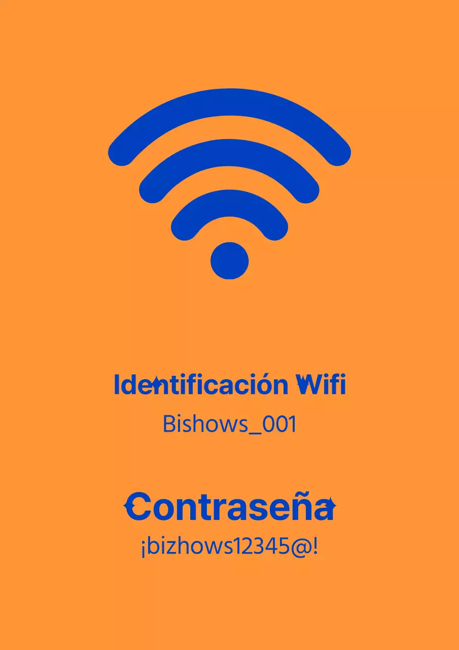 Soporte de información de la cuenta wifi del salón de manicura naranja y azul