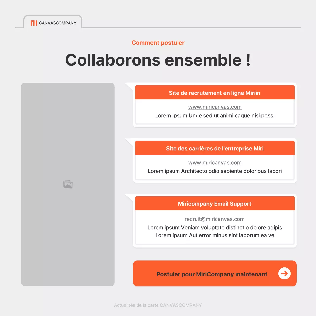 Une simple annonce d'emploi d'entreprise en rouge et gris