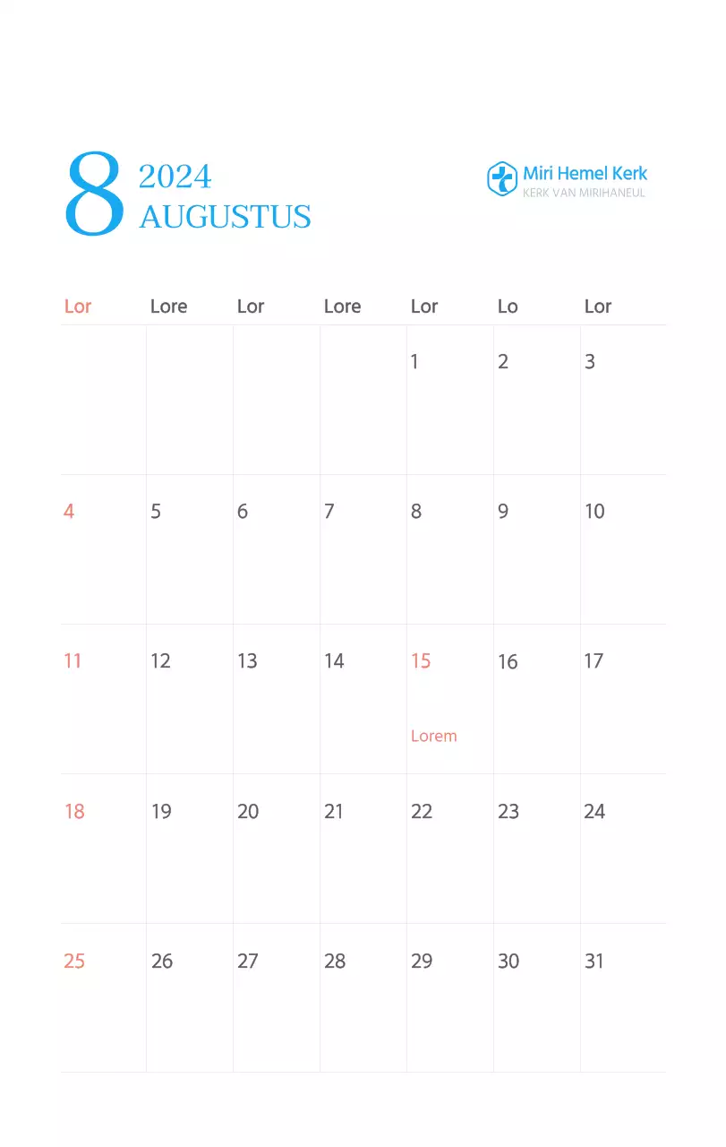 Blauw modern concept kerkkalender