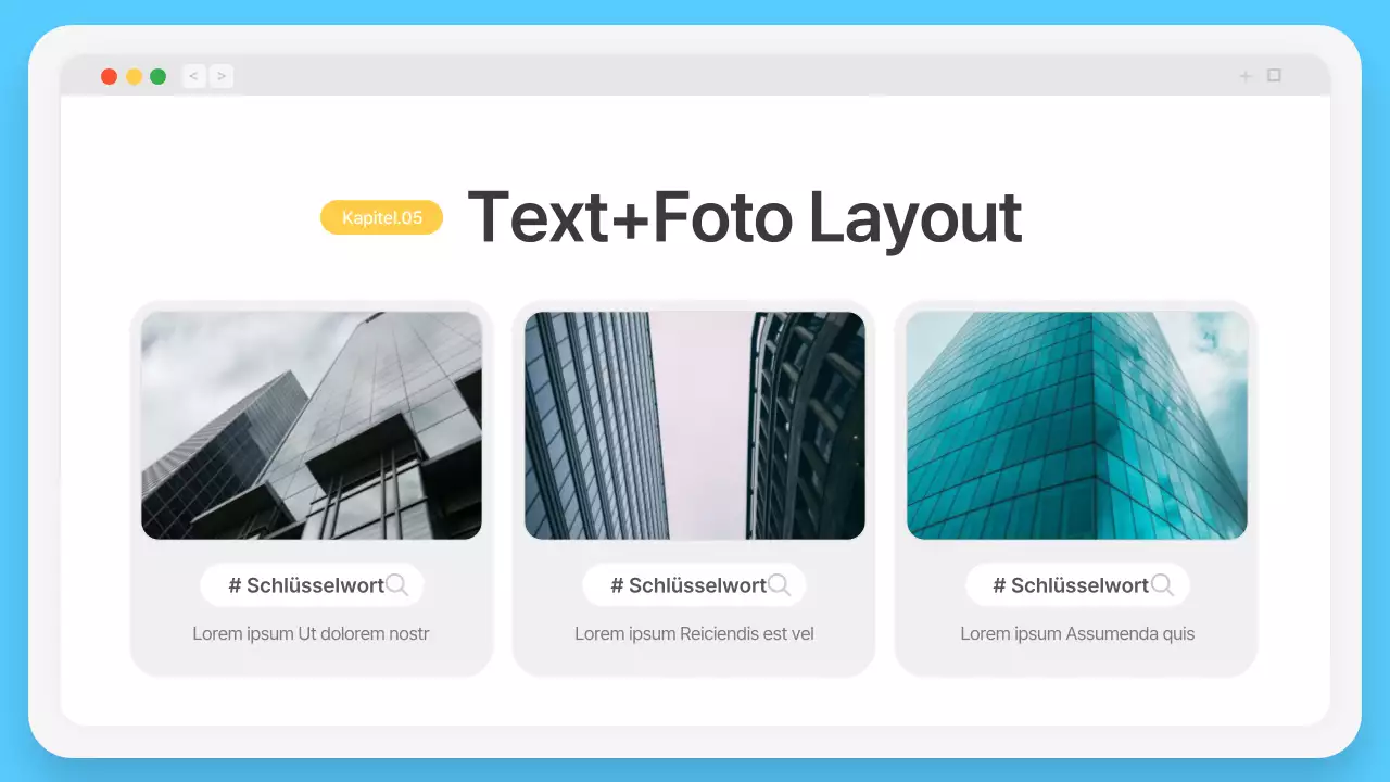 Einfacher Browserrahmen in Hellblau Firmenprofil