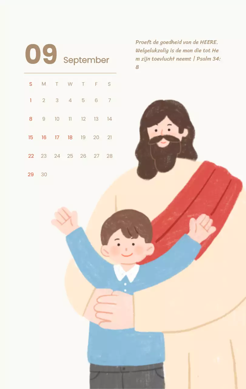 Een devotiekalender met gezellige illustraties en bijbelverzen op een lichtblauwe achtergrond