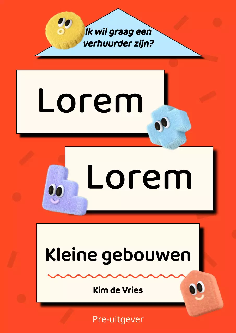 Kitscherige boekomslag voor vastgoedinvesteringen in rood en lichtblauw