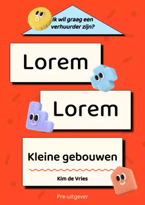 Kitscherige boekomslag voor vastgoedinvesteringen in rood en lichtblauw