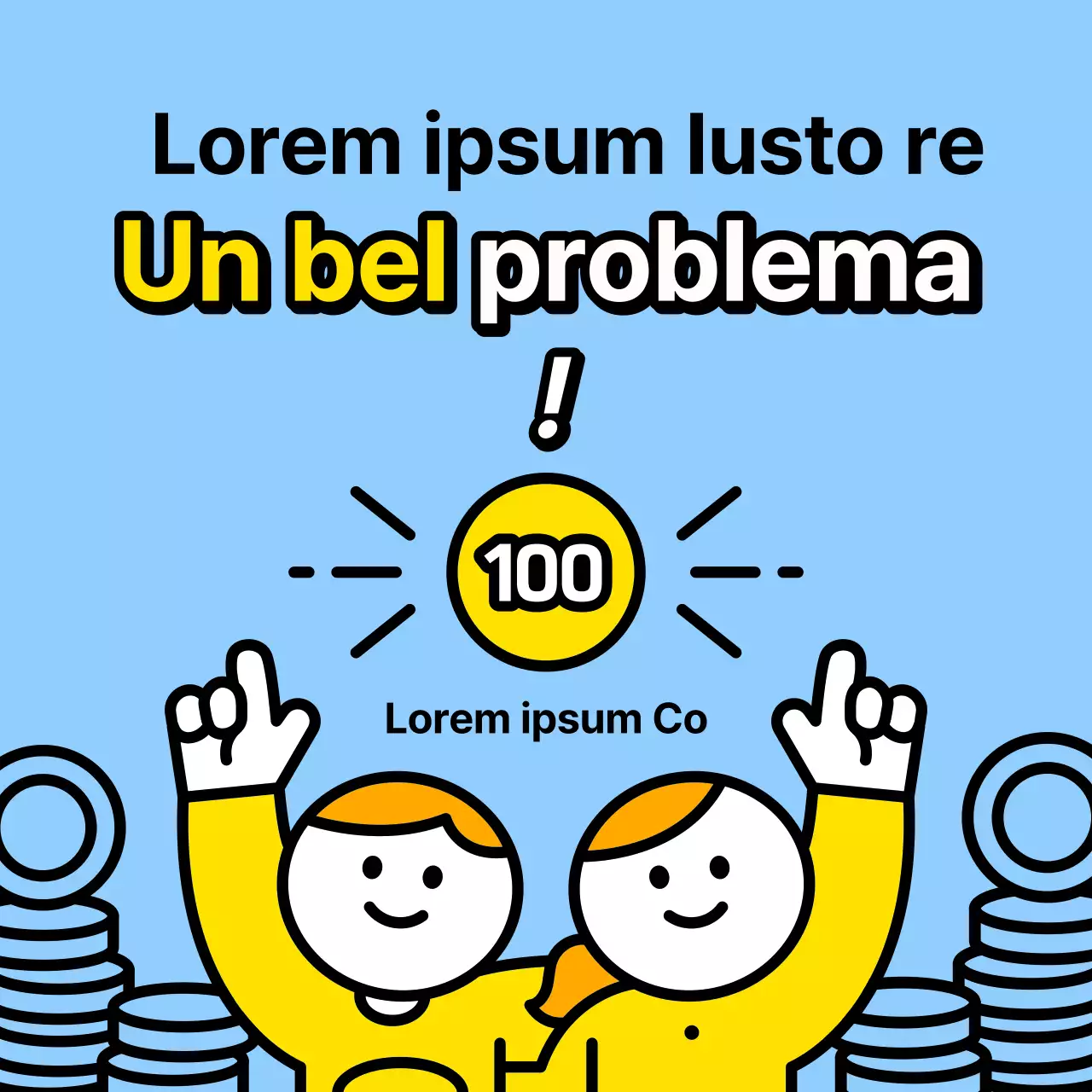 Materiale di formazione per la gestione del credito con sfondo azzurro, dal sapore kitsch