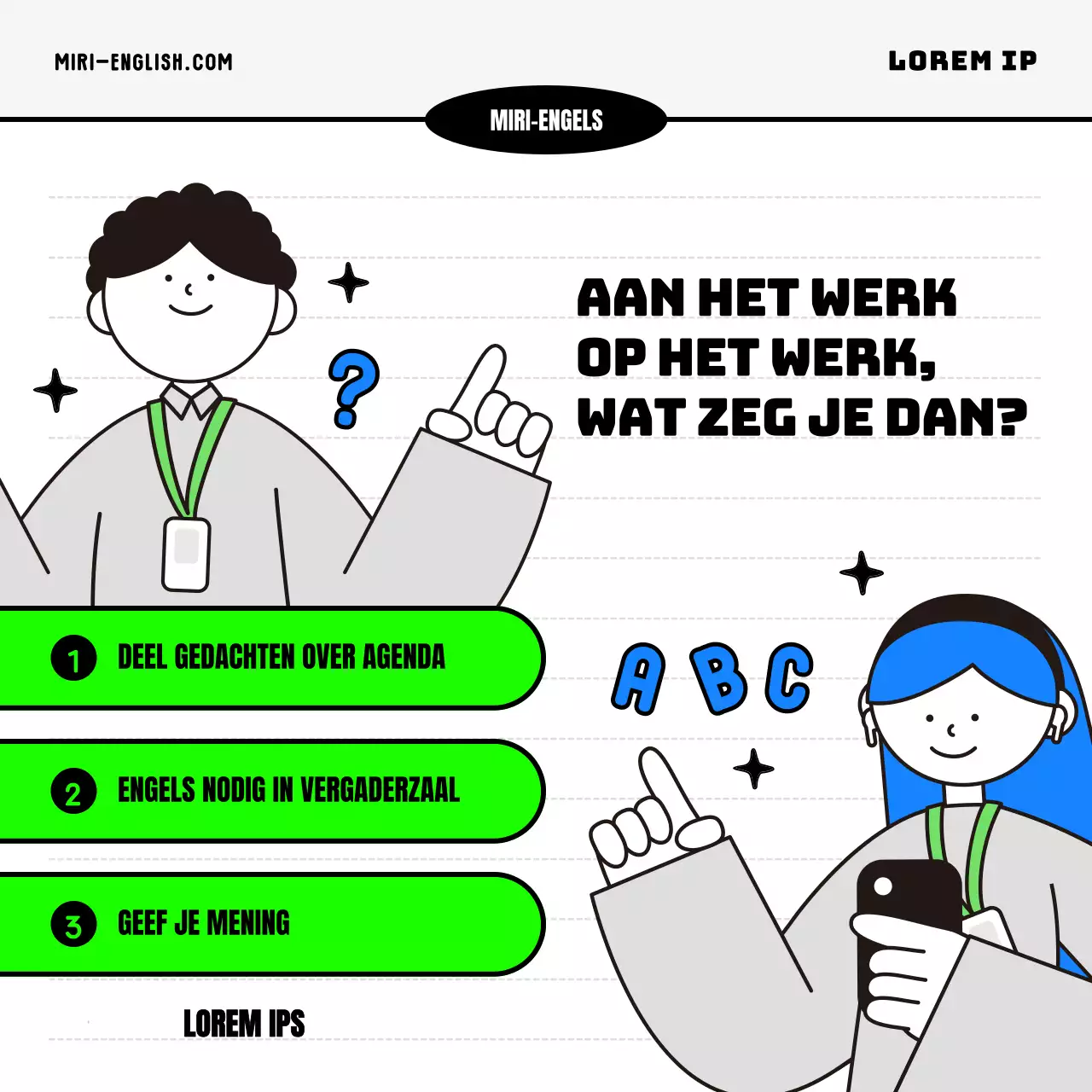 Kitscherig blauw en chartreuse zakelijk Engels promoten