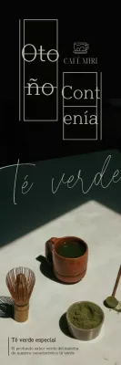 La carta de té verde de Cafe Green Tea presenta un diseño limpio y emotivos detalles en cursiva inglesa y papel manuscrito.