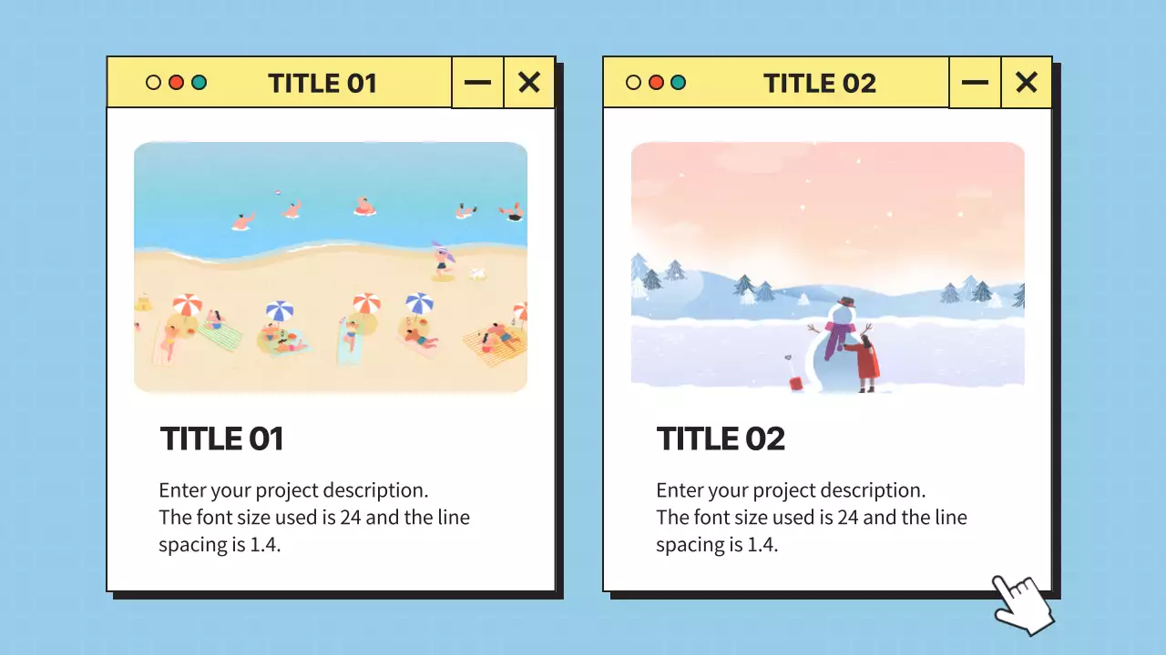 UI desktop minimalis dengan warna biru dan kuning Profil Perusahaan