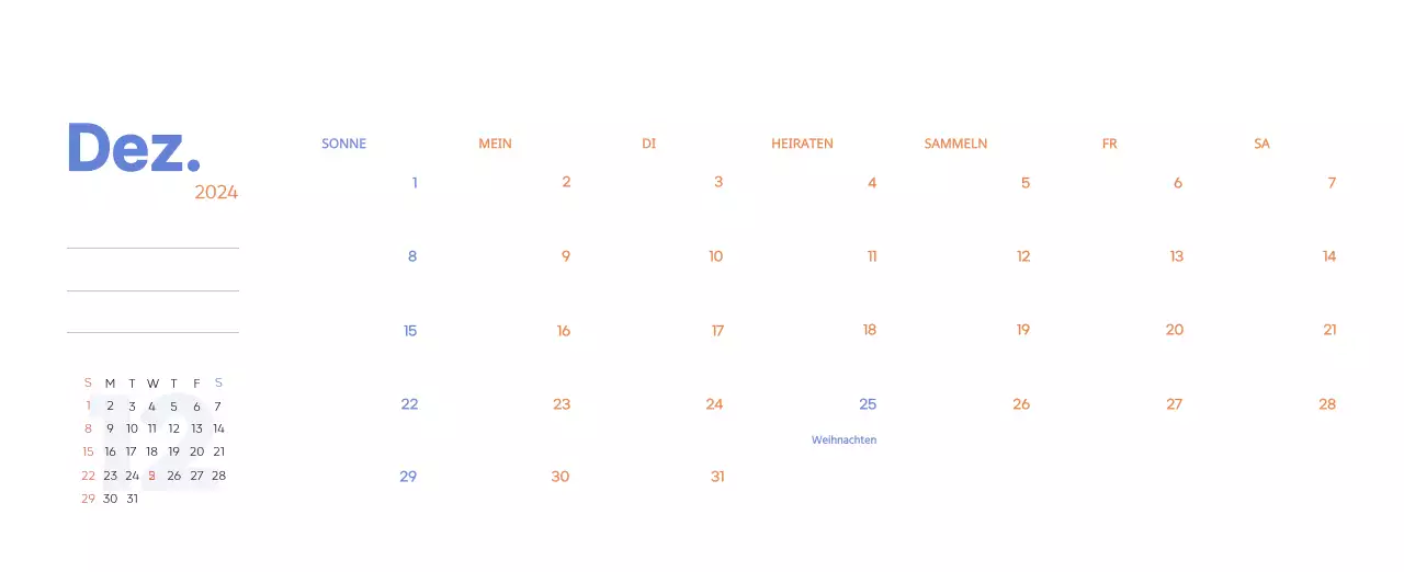 Arbeitskalender mit schönen Illustrationen