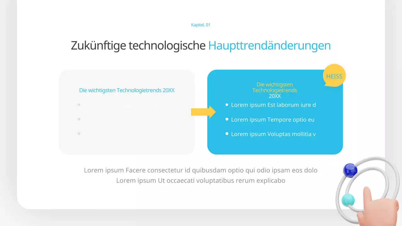 Ein kitschiges, blau-gelbes, futuristisches, technisches Vorausschau-Trainingsdeck