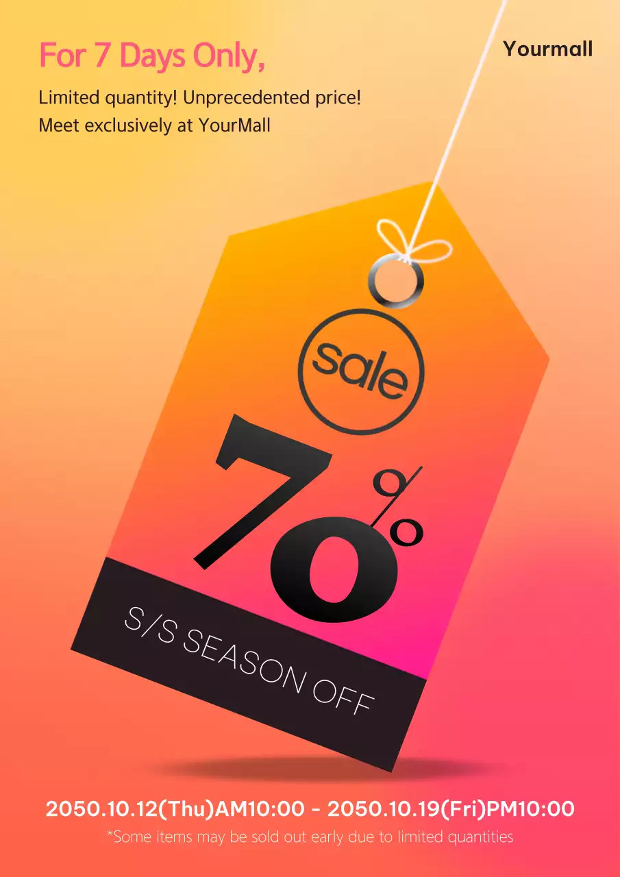 Modern shopping mall sale ad in black and hot pink