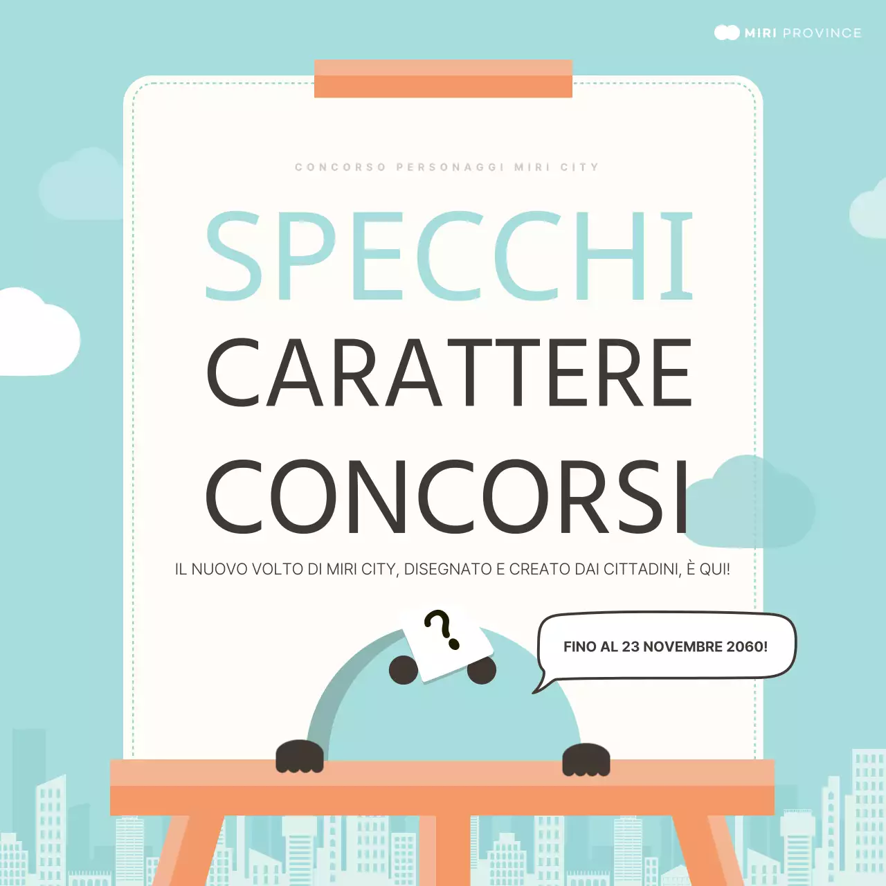 Promuovere un concorso di carattere semplice, color menta e avorio.