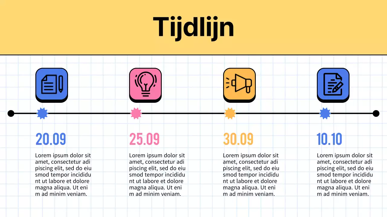 Trendy marketingnotulenrapport in geel en wit