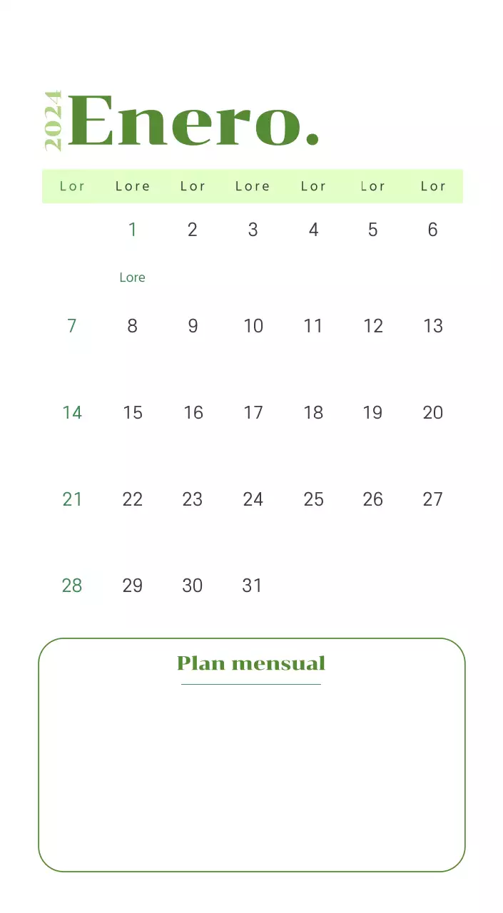 Calendario con ilustraciones juveniles sobre fondo amarillo y verde
