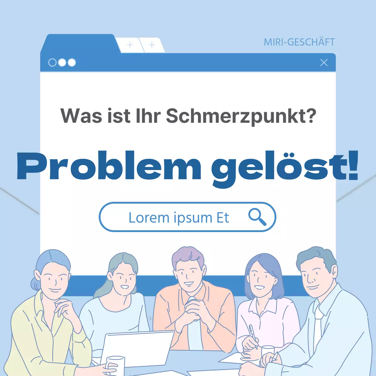 Moderne Firmenwerbung in Blau und Weiß