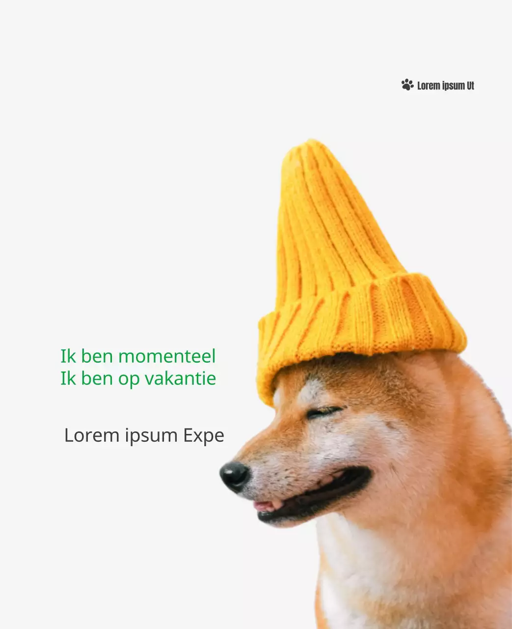 Een kalender met een afbeelding van een puppy en een schattige boodschap in groene accenten