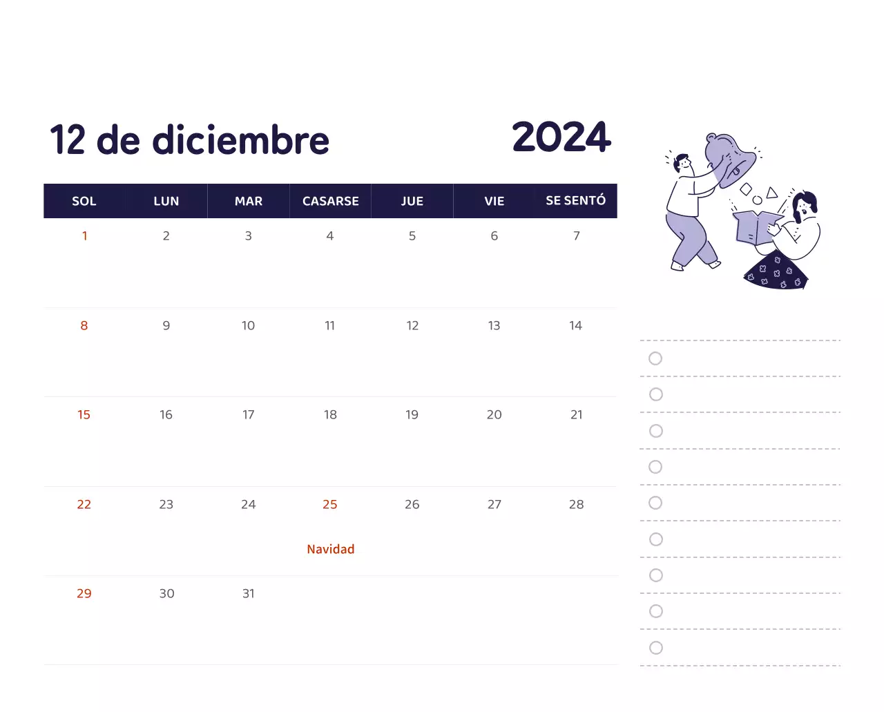 Un calendario con ilustraciones llenas de color y emoción