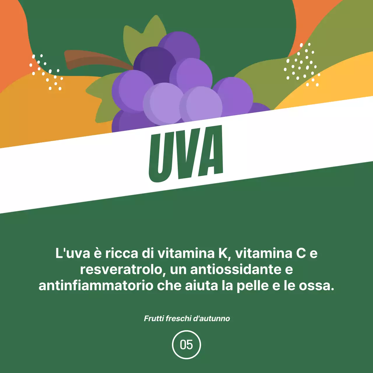 Promuovere la frutta di stagione con un tocco di arancione e verde