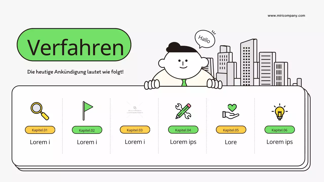 Ein kitschiges Anschreiben für neue Mitarbeiter in Chartreuse und Gelb