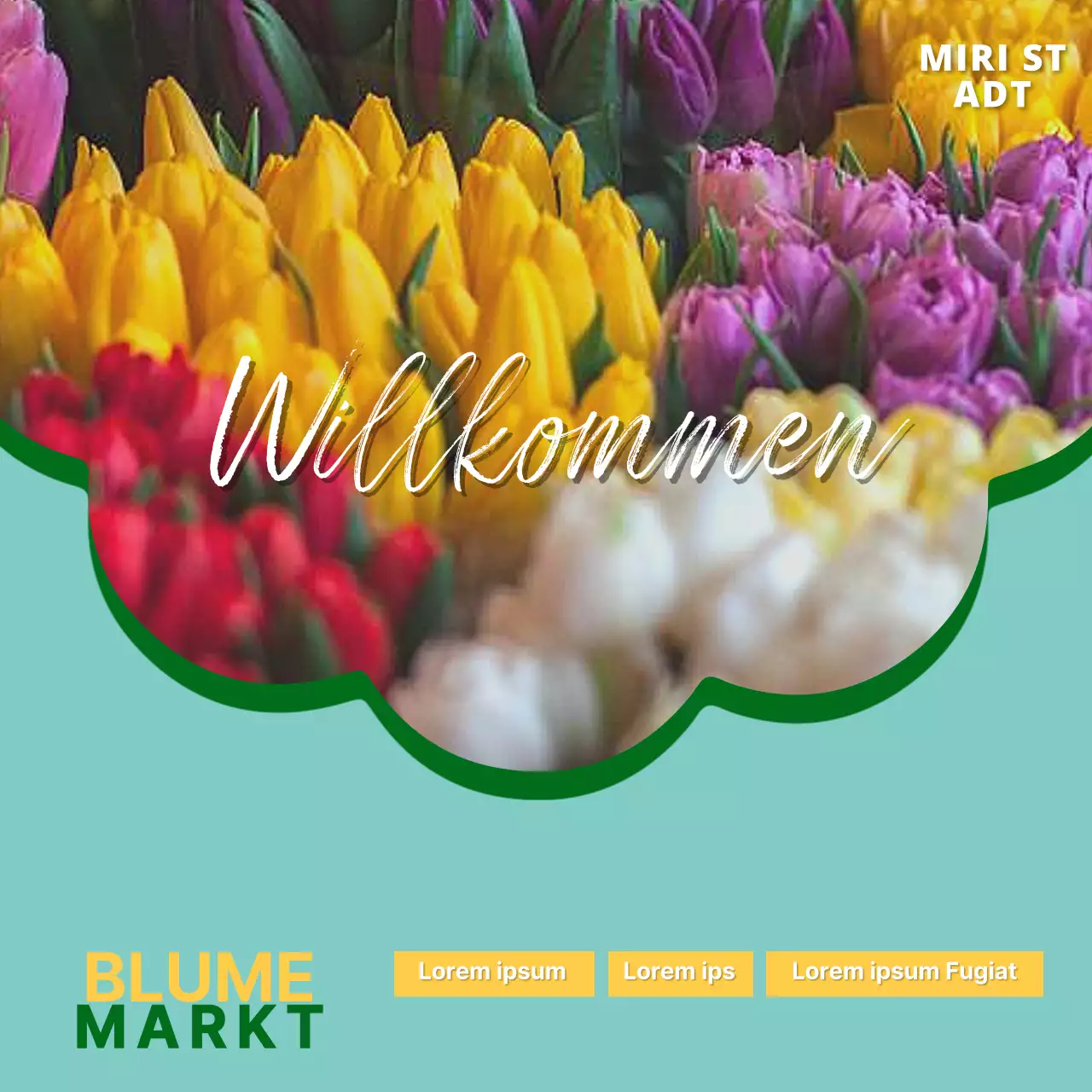 Förderung eines einfachen lokalen Marktes in Minze und Gelb