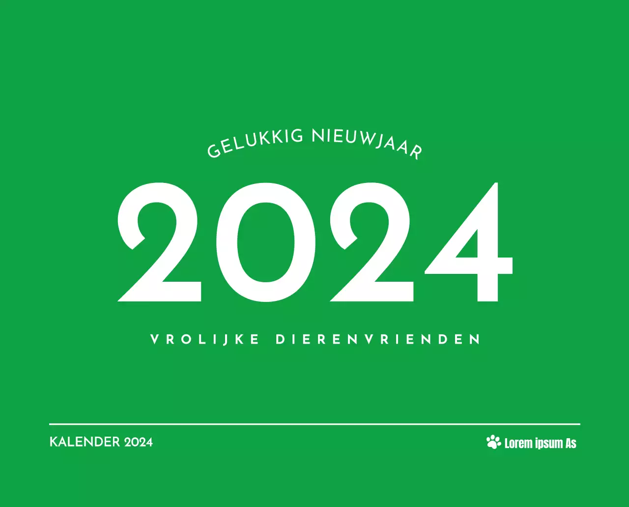 Een kalender met een afbeelding van een puppy en een schattige boodschap in groene accenten