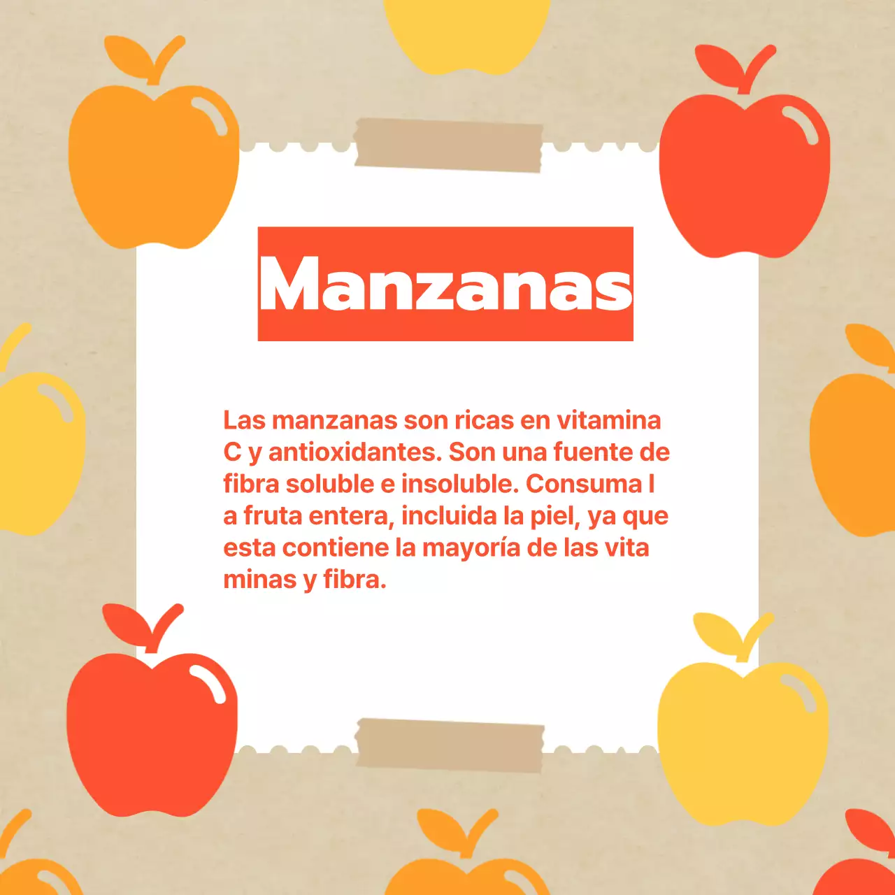Promover las clásicas frutas otoñales en amarillos y naranjas