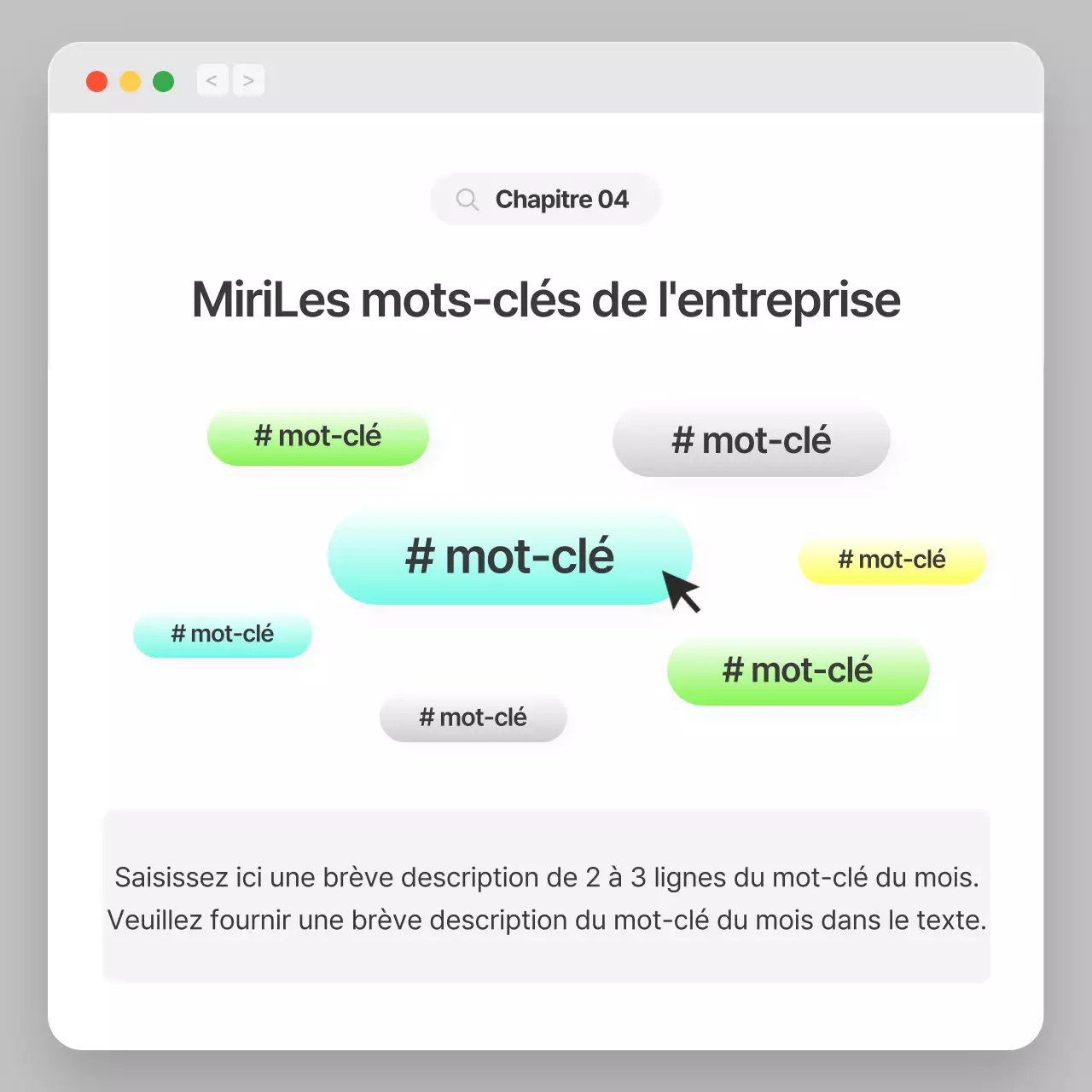 Profil d'entreprise avec un concept de navigation simple en gris et blanc
