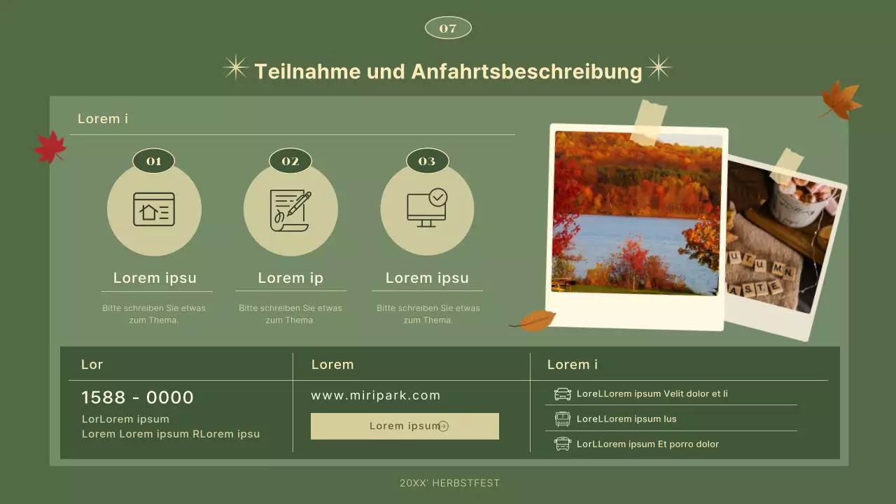 Ein schlichter und moderner Herbstfest-Planer in Grün und Beige