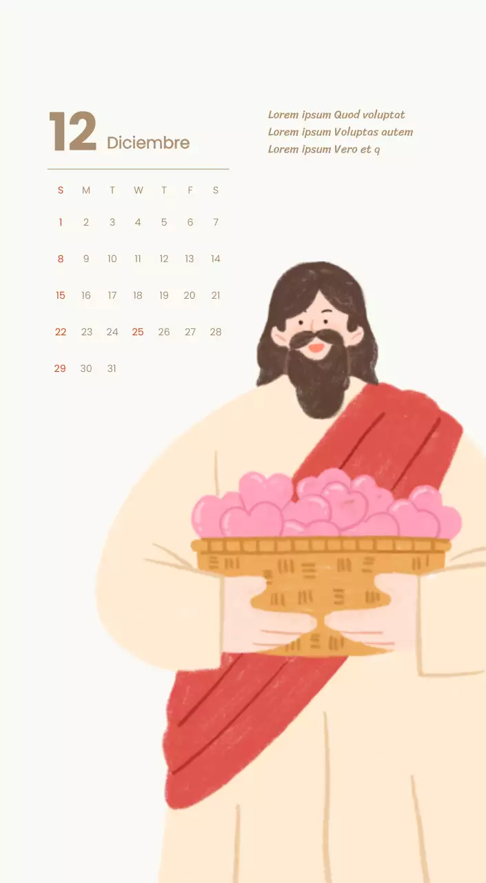 Un calendario devocional con acogedoras ilustraciones y versículos bíblicos sobre fondo azul claro