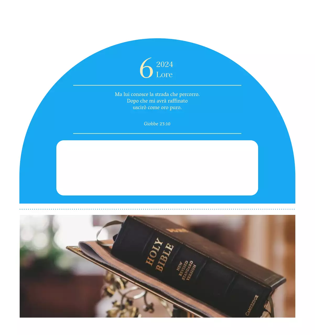 Calendario ecclesiastico blu di concezione moderna