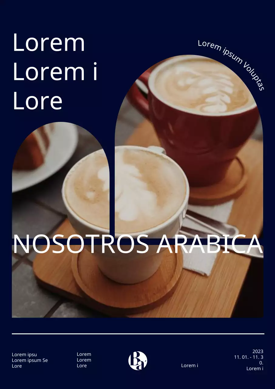 Presentación de una bebida otoñal con un marco partido sobre un fondo azul marino