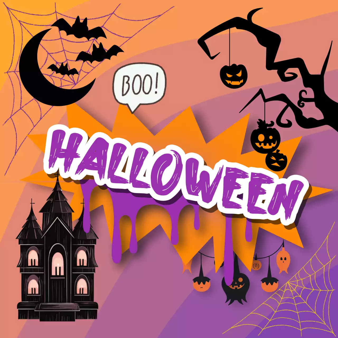 Ein Leitfaden für kitschige Halloween-Dekoration in Lila und Orange