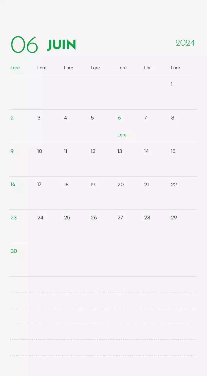 Un calendrier avec la photo d'un chiot et un message mignon aux accents verts.