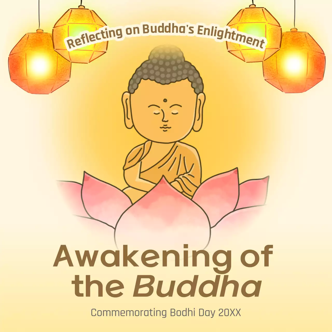 Yellow Cultural Buddha Announcement Social Media Post