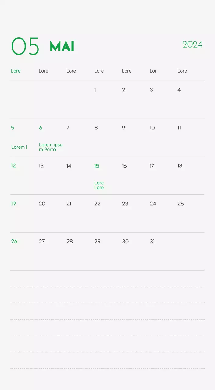 Un calendrier avec la photo d'un chiot et un message mignon aux accents verts.