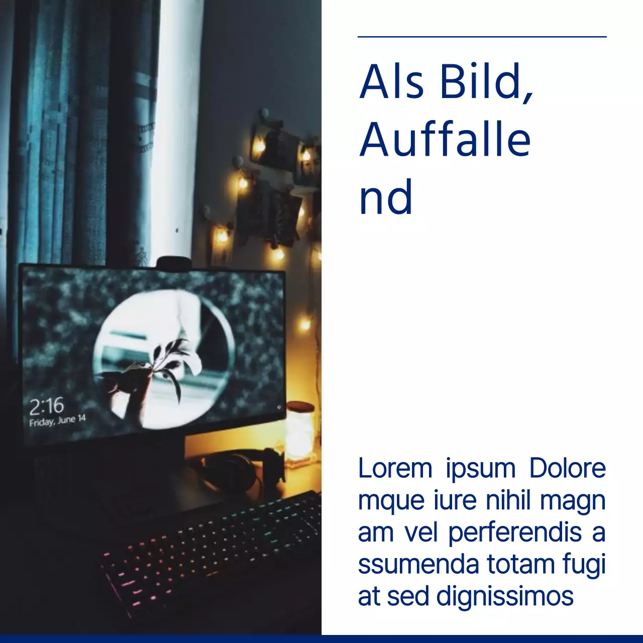 Werbung für ein einfaches Fotorahmen-Layout in Blau und Weiß